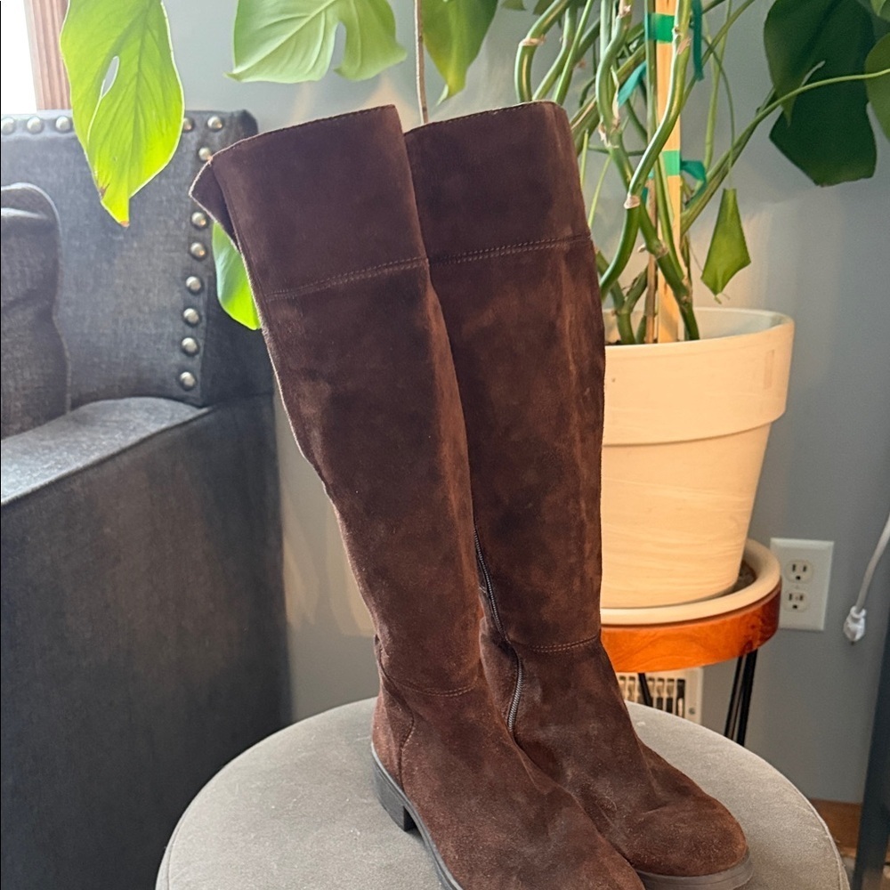 Bandolino Chocolate Brown Suede Women’s 8.5 Tall Boots Boho - Picture 3 of 10